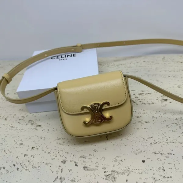 Celine Triomphe Mini Saddle Bag Beige Crossbody Bag - 1