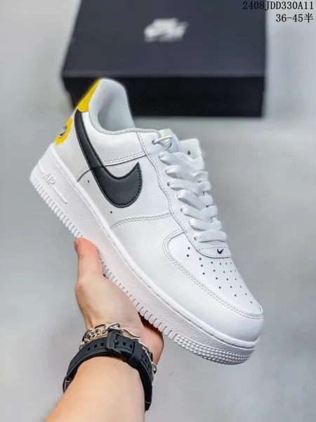 Nike Air Force 1 Low White Black Yellow Sunflower Sneakers - 1
