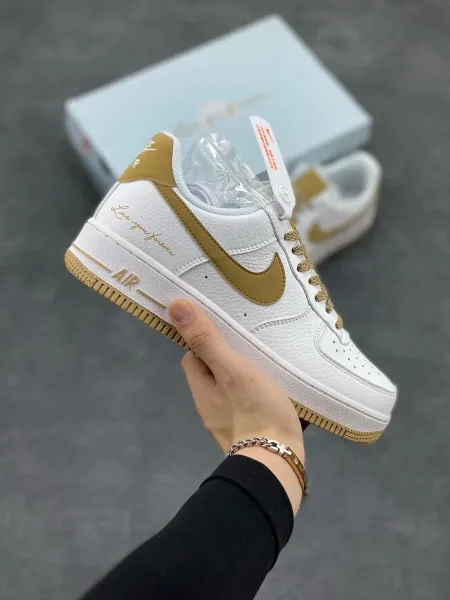 Nike Air Force 1 Low 'Love You Forever' White and Gold Sneakers - 1