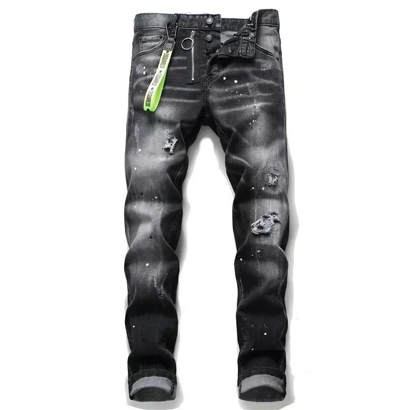 DSQUARED2 Paint Splatter Distressed Black Jeans - 6
