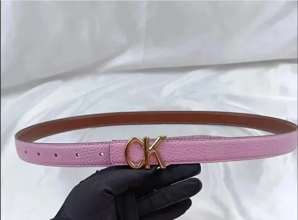 Calvin Klein CK Logo Pink Leather Belt - 1