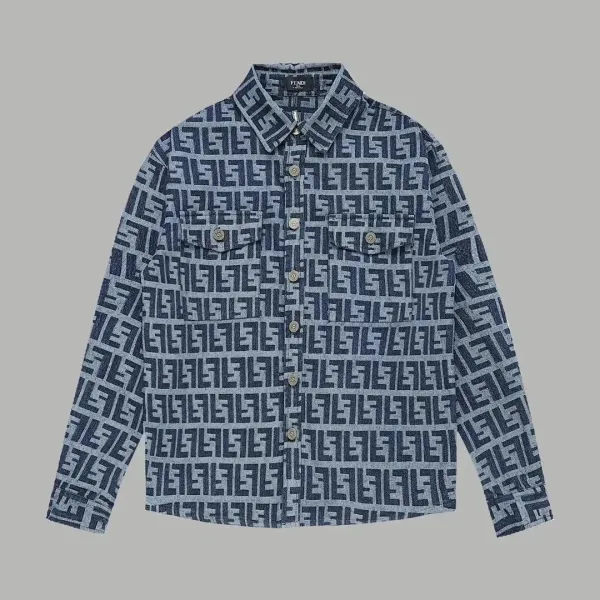 Fendi FF Logo Denim Shirt Blue - 1