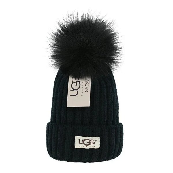 UGG Pom Pom Beanie - Ribbed Knit with Faux Fur Pompom - 3