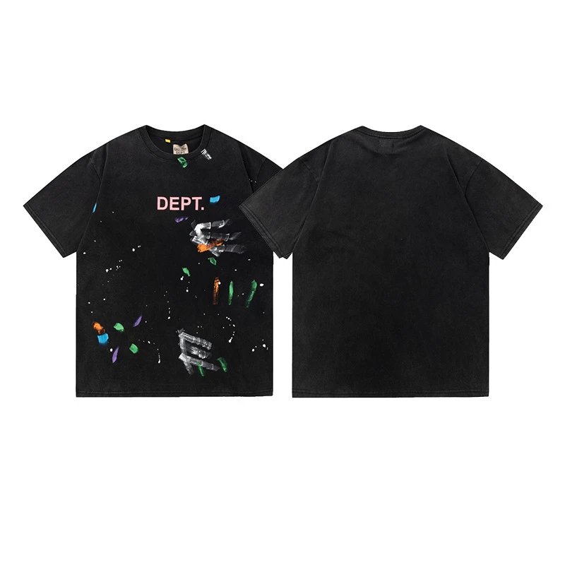 Camiseta masculina de marca da moda, de manga curta, com estampa, corte folgado, estilo retrô e efeito desgastado, estilo high street