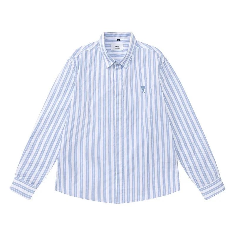 Comme des Garçons Play Heart Logo Light Blue Oxford Shirt - 13