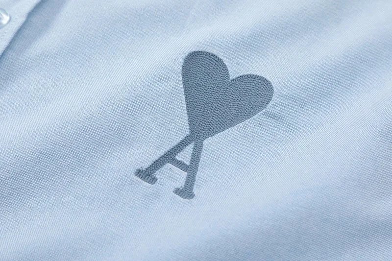 Comme des Garçons Play Heart Logo Light Blue Oxford Shirt - 35