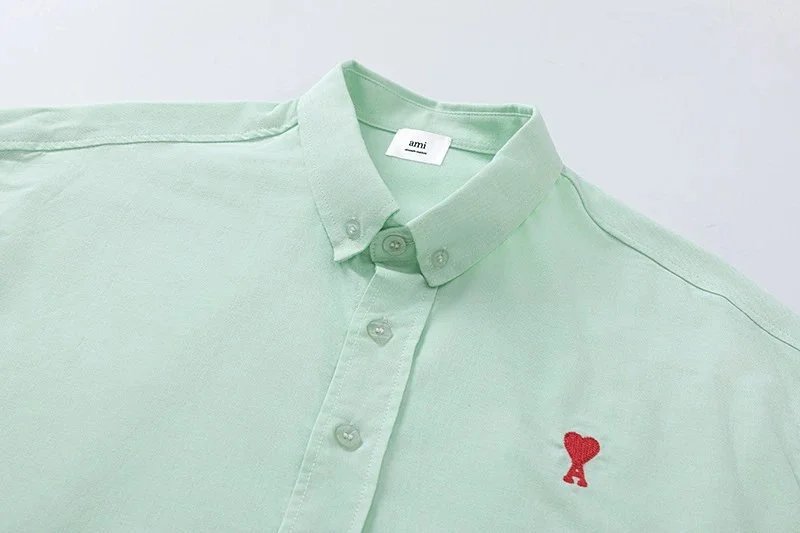 Comme des Garçons Play Heart Logo Light Blue Oxford Shirt - 28
