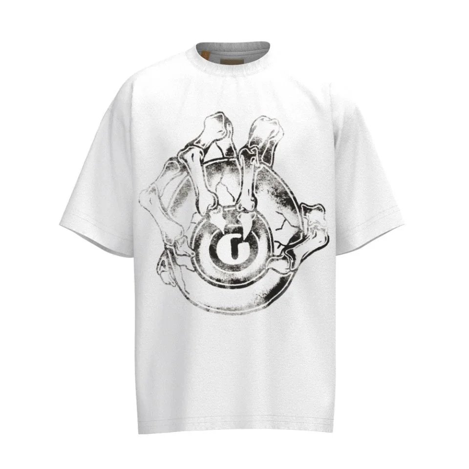Design Abstract Brushstroke Print Oversized T-Shirt White - 13
