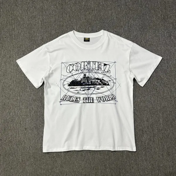 Design Ocean Graphic Print White T-Shirt - 47