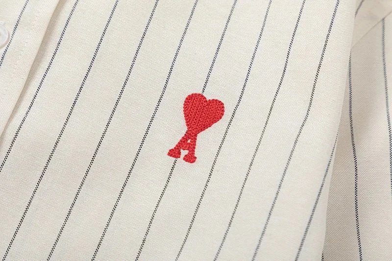 Comme des Garçons Play Heart Logo Light Blue Oxford Shirt - 27