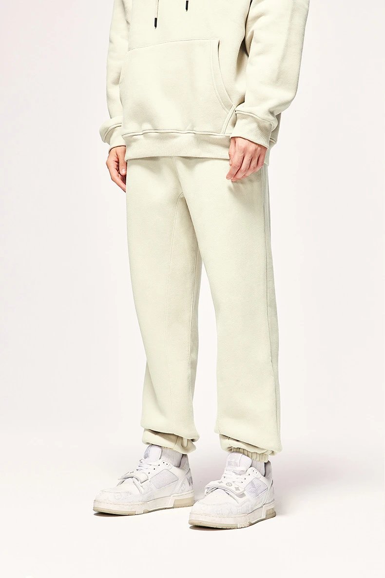 Design Basic White Drawstring Waist Sweatpants - 18