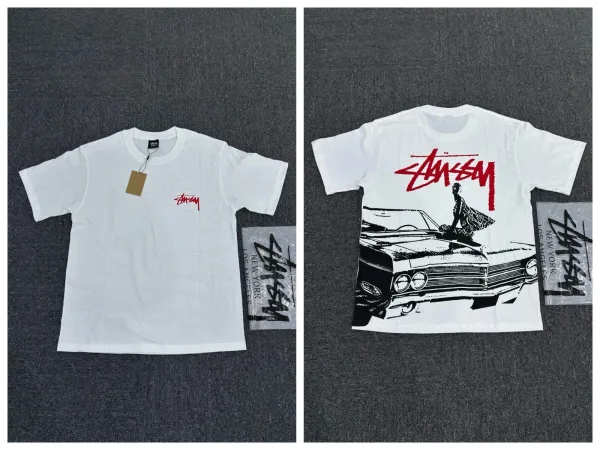 Stussy Classic Car Graphic T-Shirt White - 1