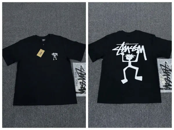 Stussy Stick Figure Logo Black T-Shirt - 1