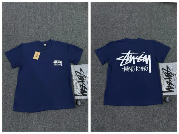 Stussy Hong Kong Logo T-Shirt Navy - 1