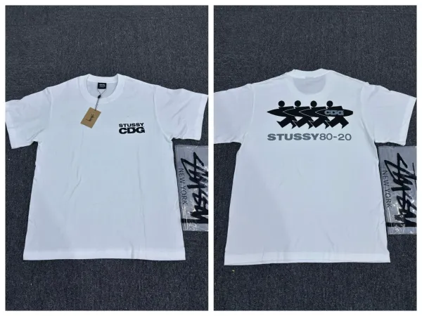 Stussy x CDG STUSSY80-20 White T-Shirt - 1