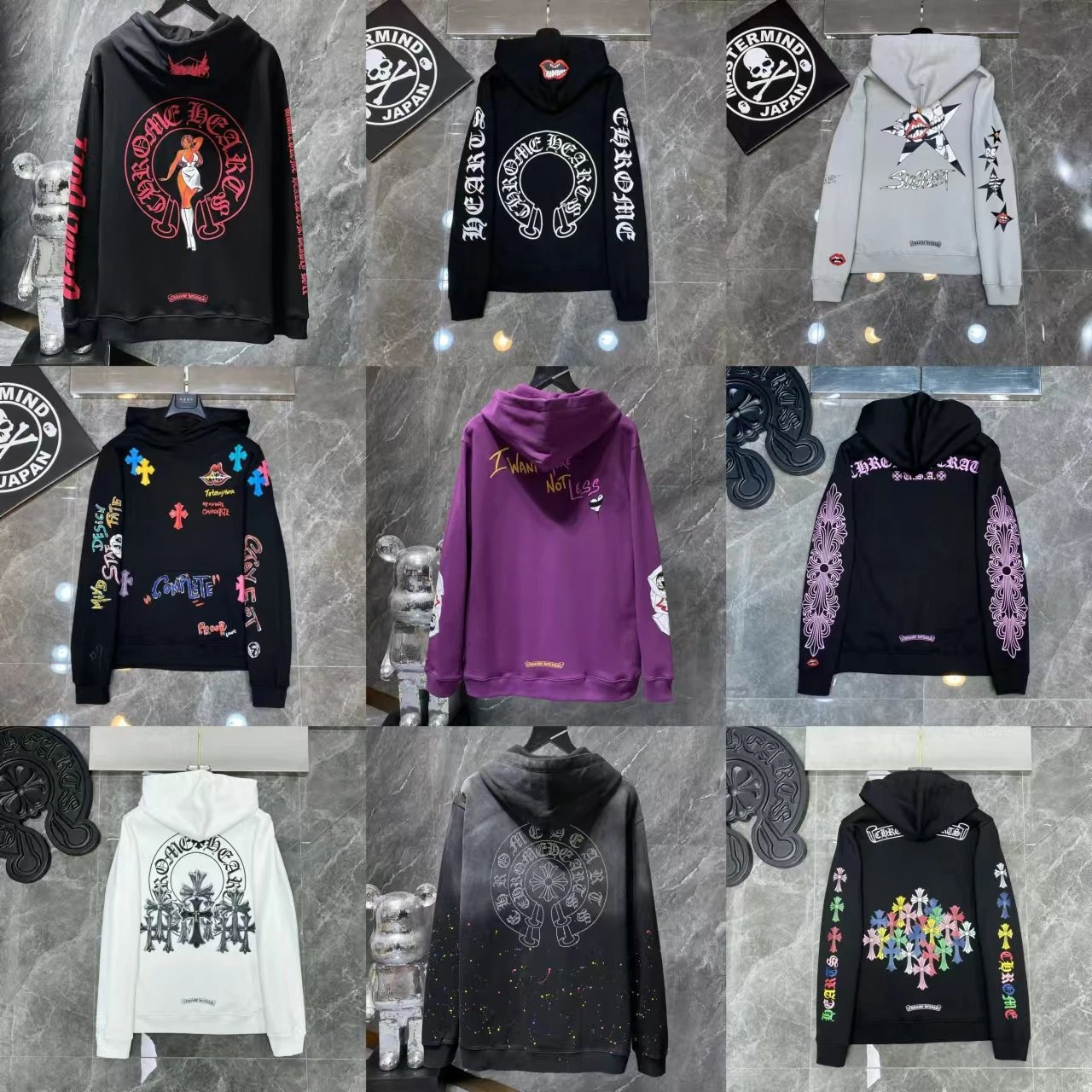 24s秋冬新款Chrome Hearts克罗伈马蹄梵文印花连帽卫衣系列男女款 - 134520