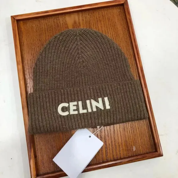 Celine Logo Embroidered Ribbed Beanie White - 7