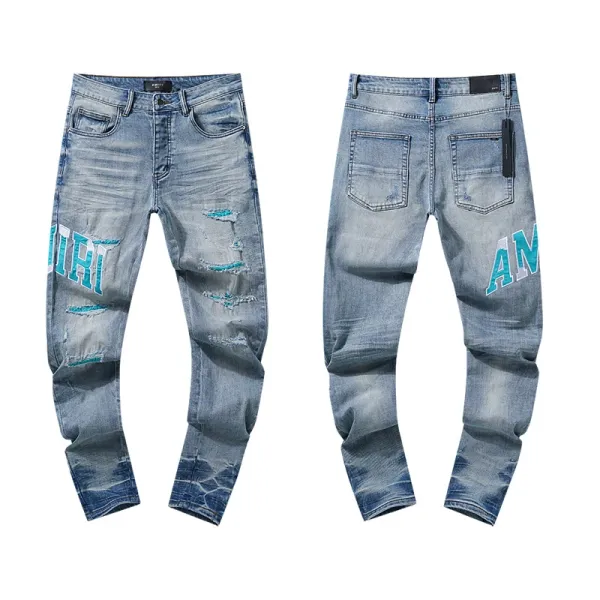 Gallery Dept. Distressed Logo Print Slim Fit Jeans - 14