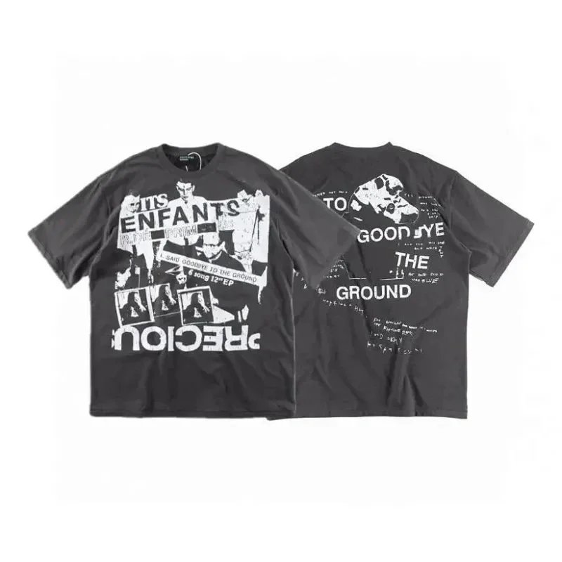Vintage Portrait Print Rock Hip-Hop T-Shirt photo 5