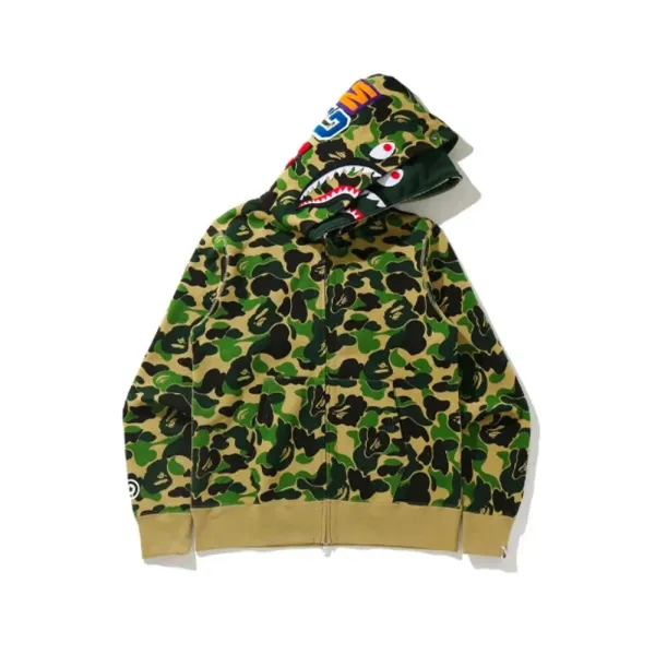 A Bathing Ape Shark Hoodie Black Camo Hoodie - 9
