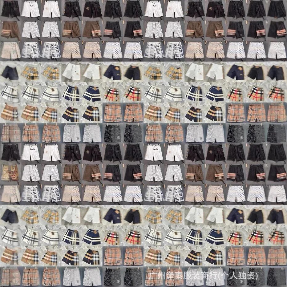 Burberry Check Pattern Beige Navy Blue White Plaid Casual Shorts
