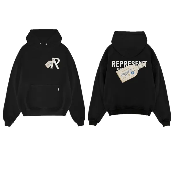 Represent R Logo Hoodie Black - 1