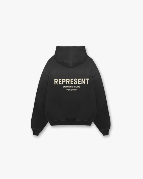 Represent Owners' Club Washed Black Hoodie - 1