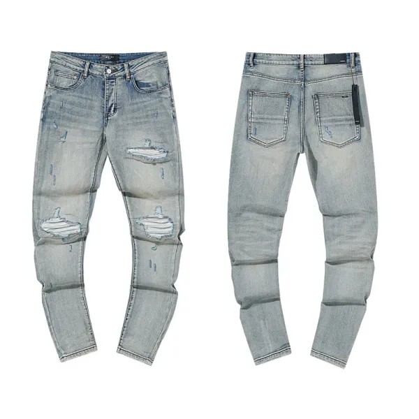 Gallery Dept. Distressed Logo Print Slim Fit Jeans - 18