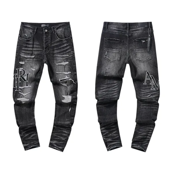 Gallery Dept. Distressed Logo Print Slim Fit Jeans - 12