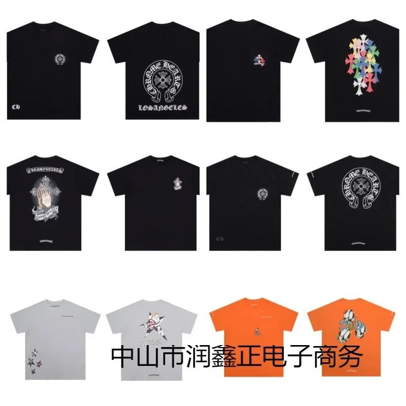 跨境高版本克罗伈T恤宽松潮克罗爆款佛手十字架印花男女情侣同款 - 131775