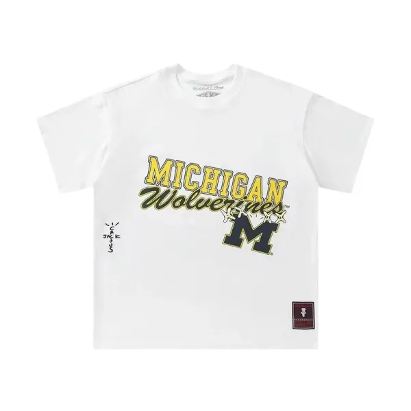 Travis Scott x Michigan Wolverines Collegiate Graphic T-Shirt White - 1