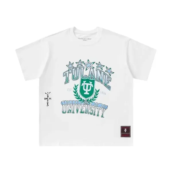 Travis Scott x Mitchell & Ness Tulane University Graphic T-Shirt White - 1