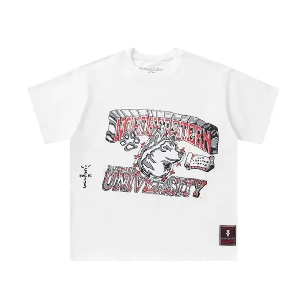 Travis Scott x Nike x Northeastern University Huskies Graphic T-Shirt White - 1