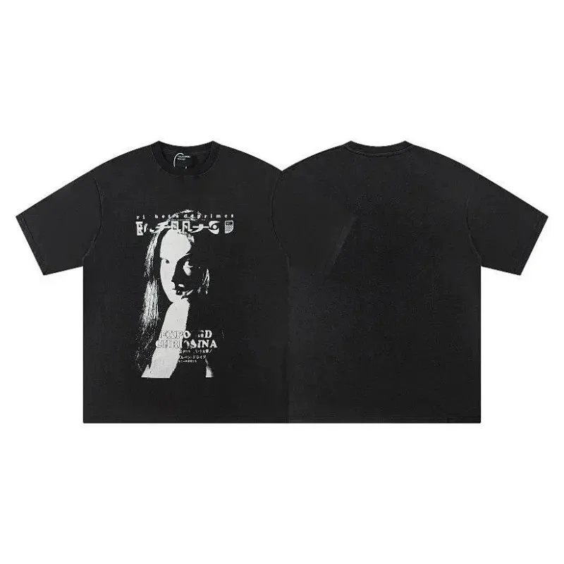 Vintage Portrait Print Rock Hip-Hop T-Shirt photo 6