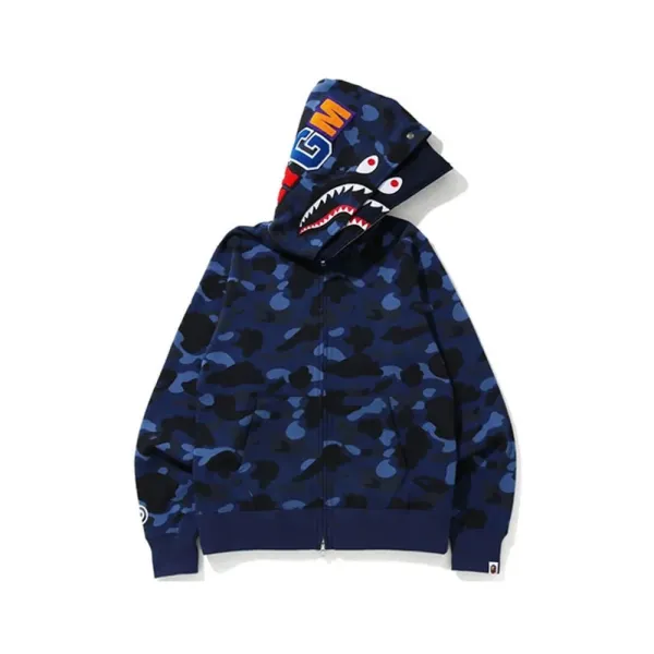 A Bathing Ape Shark Hoodie Black Camo Hoodie - 10