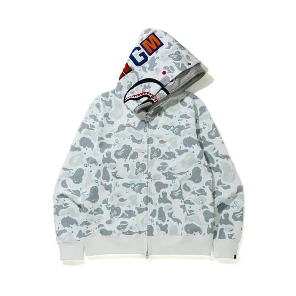 A Bathing Ape Shark Hoodie Black Camo Hoodie - 3