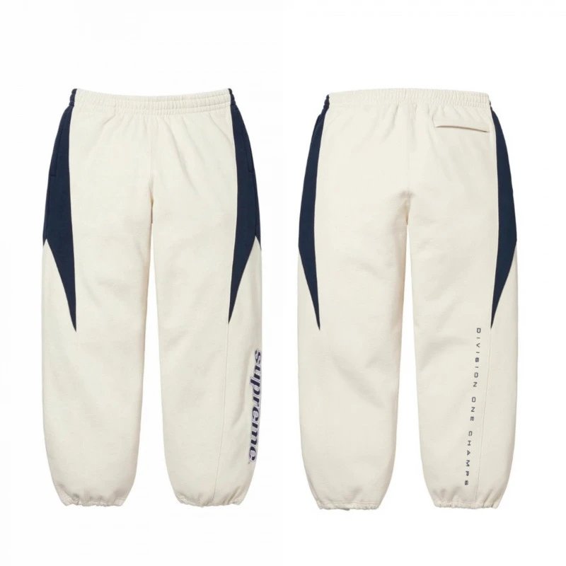 Supreme x Division One Champs Track Pants Beige/Navy Sweatpants - 1