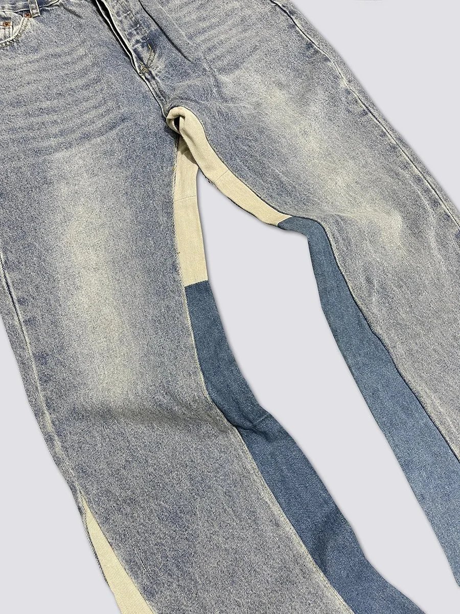 Flare Denim Jeans with Patchwork photo 5
