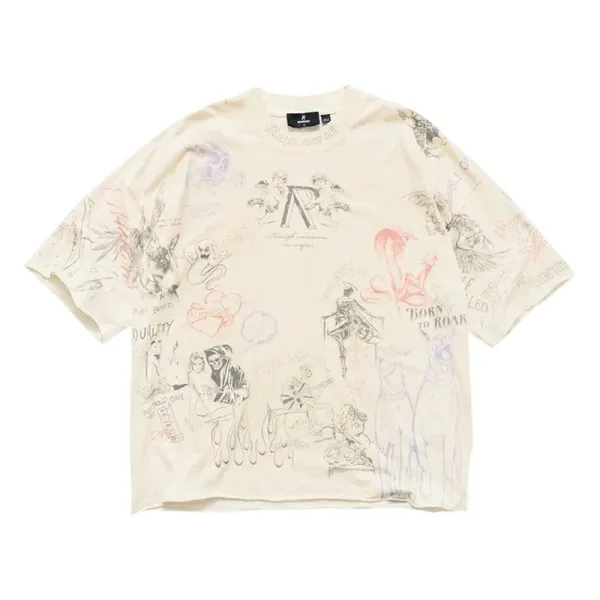 Raf Simons x Archive Print Beige Oversized T-Shirt - 1