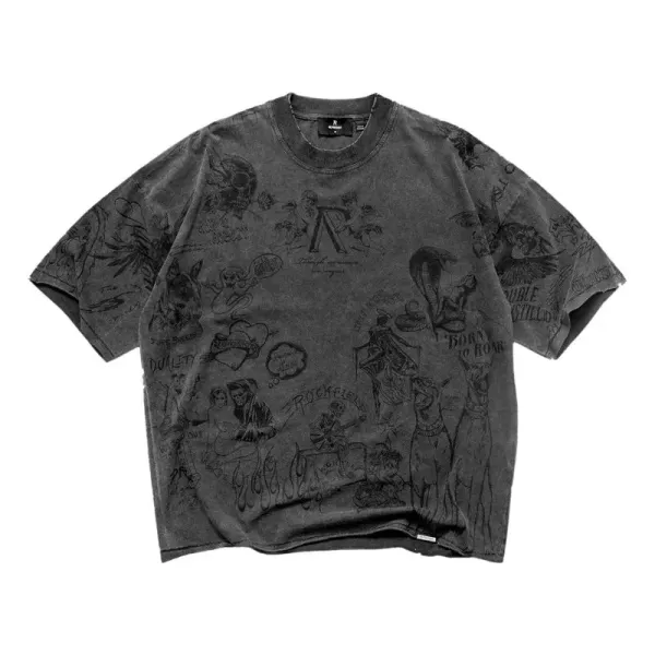 Rocawear x Rockfield Distressed Graphic Print Oversized T-Shirt - 1
