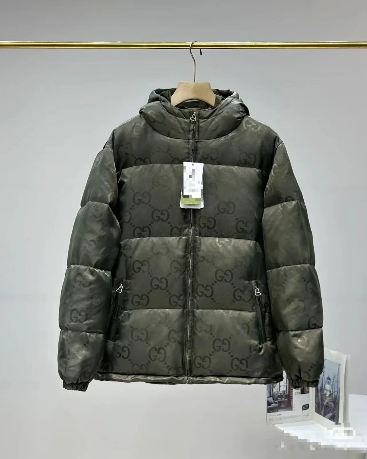 Gucci GG Monogram Down Jacket Navy Blue - 7
