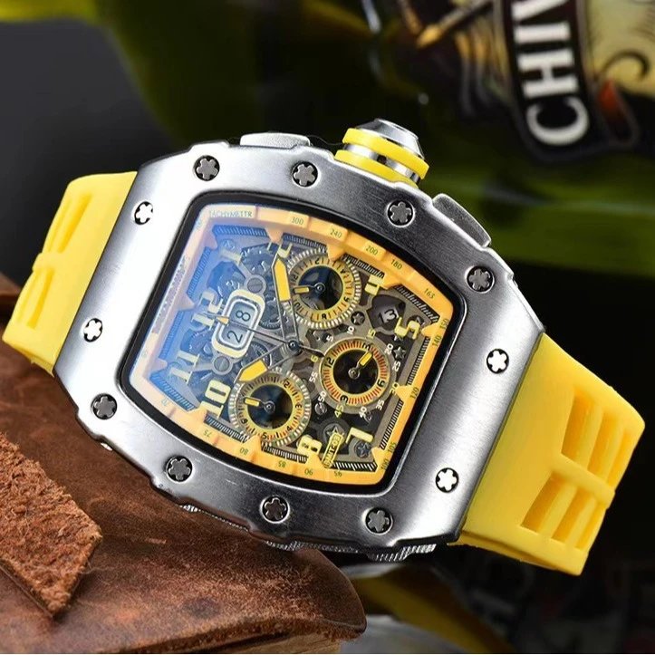 Best-Selling Barrel-Shaped Colorful Multi-Function Six-Hand Men's Watch Trendy Sweep Second Waterproof Unisex Watch