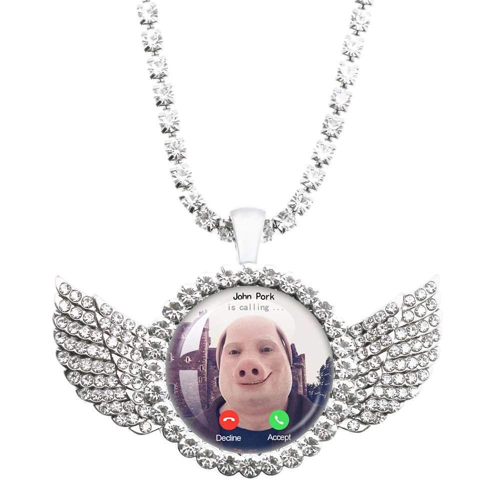 "John Pork is Calling" Angel Pendant
