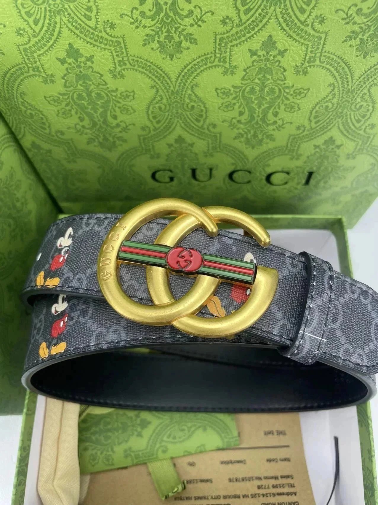 Gucci x Disney GG Marmont Belt Beige Multicolor Canvas Belt - 4