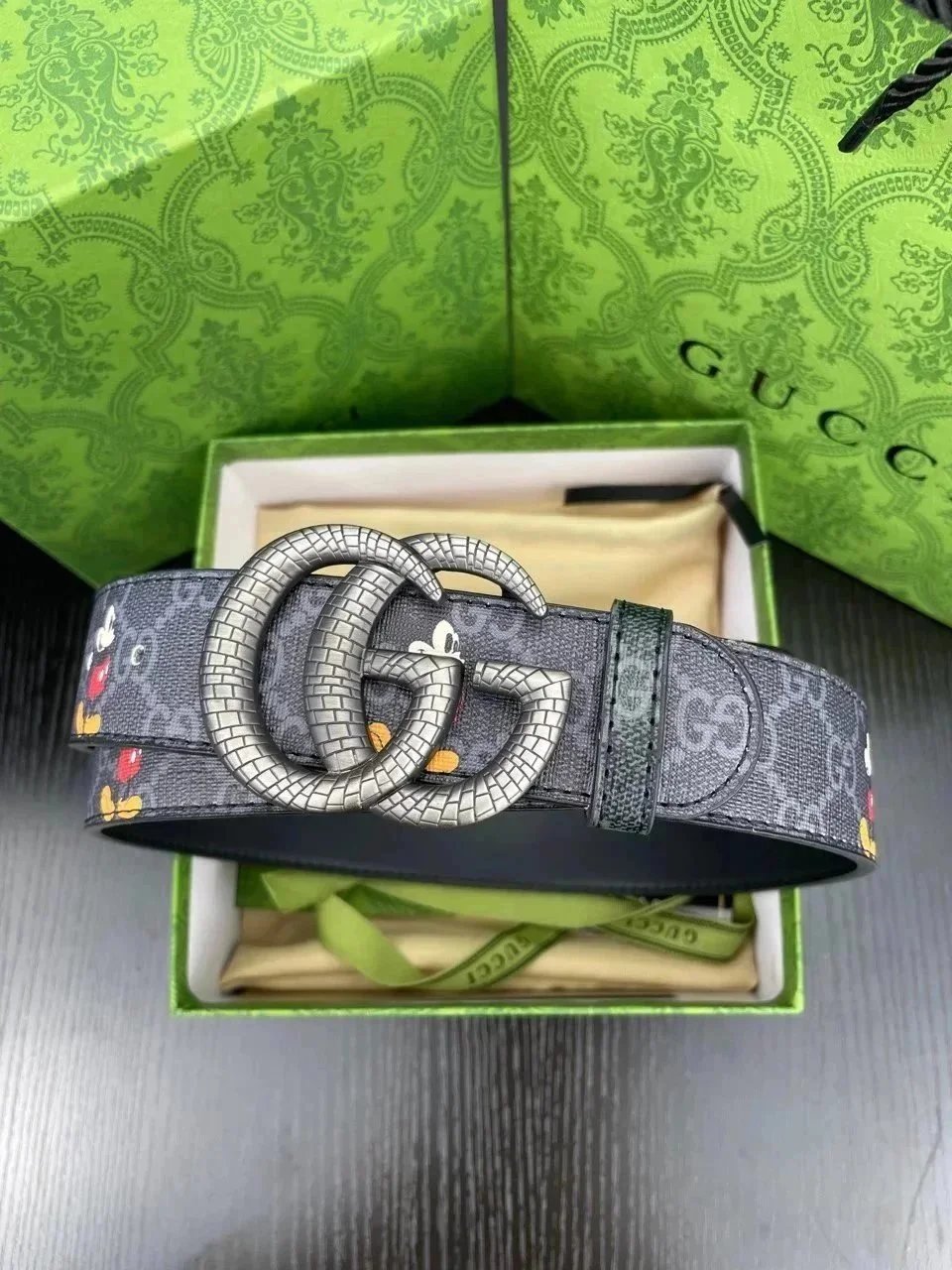 Gucci x Disney GG Marmont Belt Beige Multicolor Canvas Belt - 13