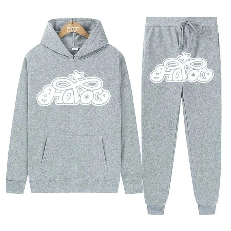 Design Hoodie and Sweatpants Set Orange Streetwear Tracksuit - 9