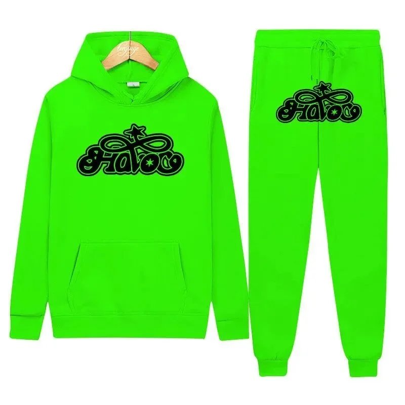 Design Hoodie and Sweatpants Set Orange Streetwear Tracksuit - 28