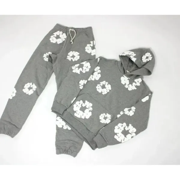 Off-White Floral Embroidered Orange Hoodie and Sweatpants Set - 10