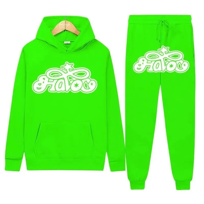 Design Hoodie and Sweatpants Set Orange Streetwear Tracksuit - 19