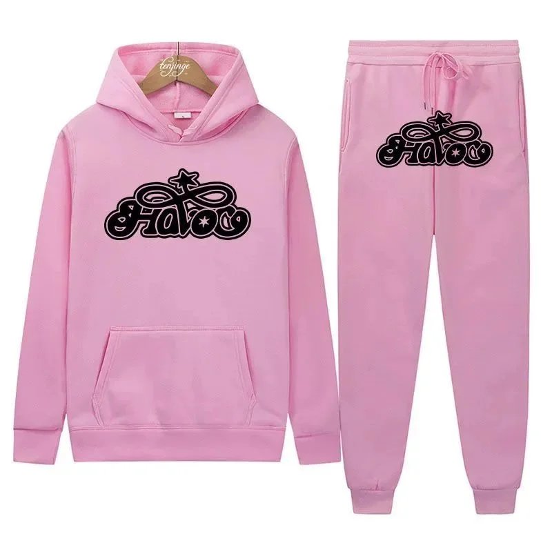 Design Hoodie and Sweatpants Set Orange Streetwear Tracksuit - 26